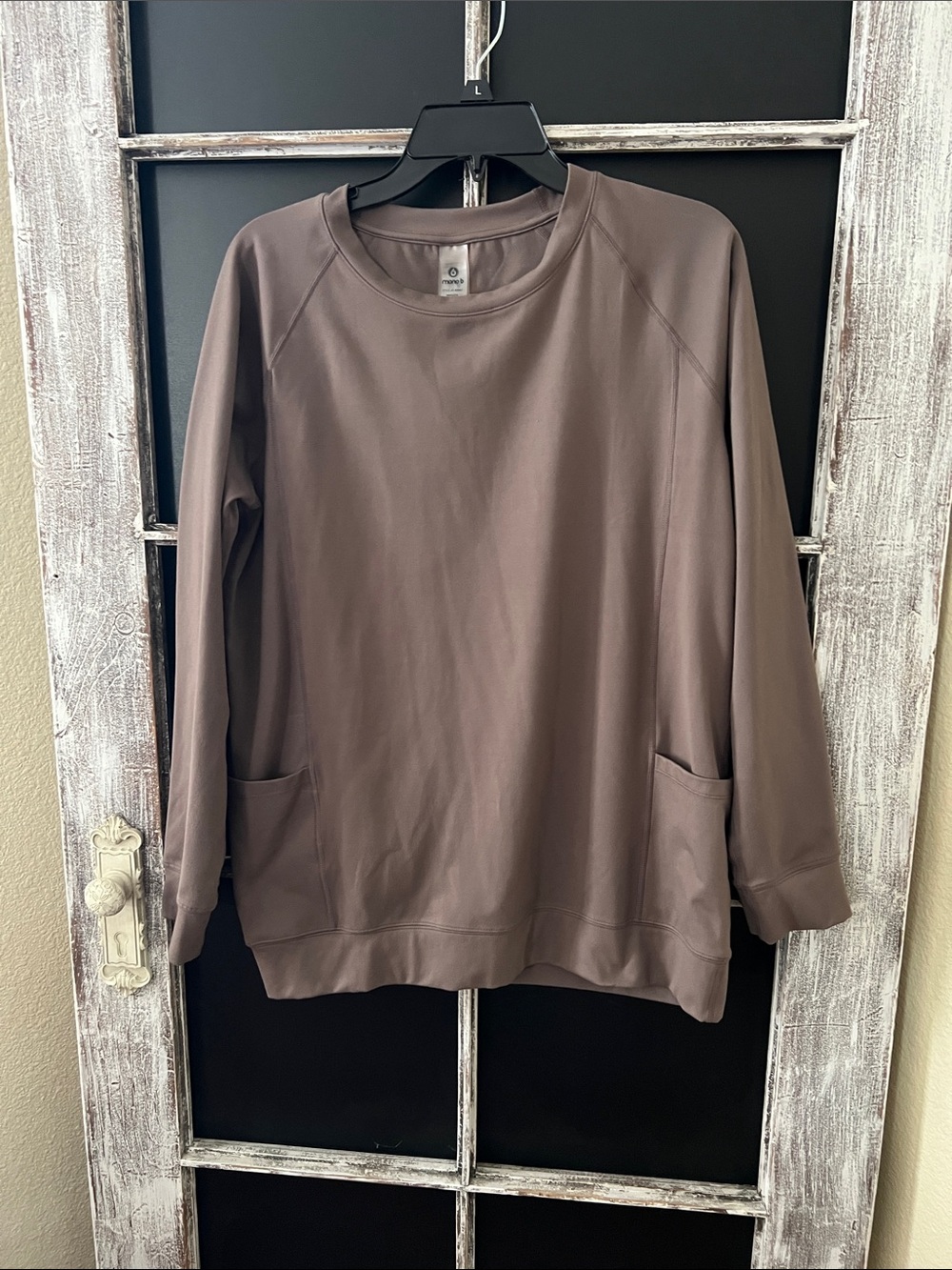 Mono B Scoop Neck Pullover Sweater - Taupe Brown
